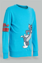 Load image into Gallery viewer, Redtag-Blue-Tom-&amp;-Jerry-Crew-Neck-Sweatshirt-Sweatshirts-Boys-2 to 8 Years
