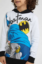 تنزيل الصورة على معرض الصور، Redtag-White-Batman-Hooded-Sweatshirt-Sweatshirts-Boys-2 to 8 Years
