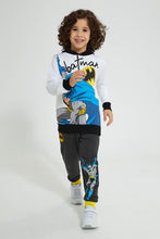 تنزيل الصورة على معرض الصور، Redtag-White-Batman-Hooded-Sweatshirt-Sweatshirts-Boys-2 to 8 Years
