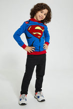 تنزيل الصورة على معرض الصور، Redtag-Blue-Superman-Hooded-Sweatshirt-Sweatshirts-Boys-2 to 8 Years
