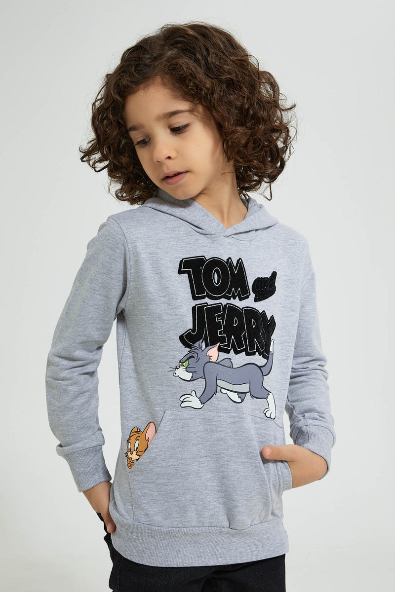 Redtag-Grey-Tom-&-Jerry-Hooded-Sweatshirt-Sweatshirts-Boys-2 to 8 Years