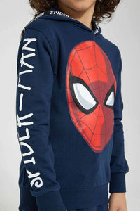 Redtag-Blue-Spiderman-Hooded-Sweatshirt-Sweatshirts-Boys-2 to 8 Years