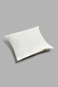 Redtag-Ivory/Gold-Floral-Embriodery-Velvet-Cushion-Cushions-Home-Bedroom-
