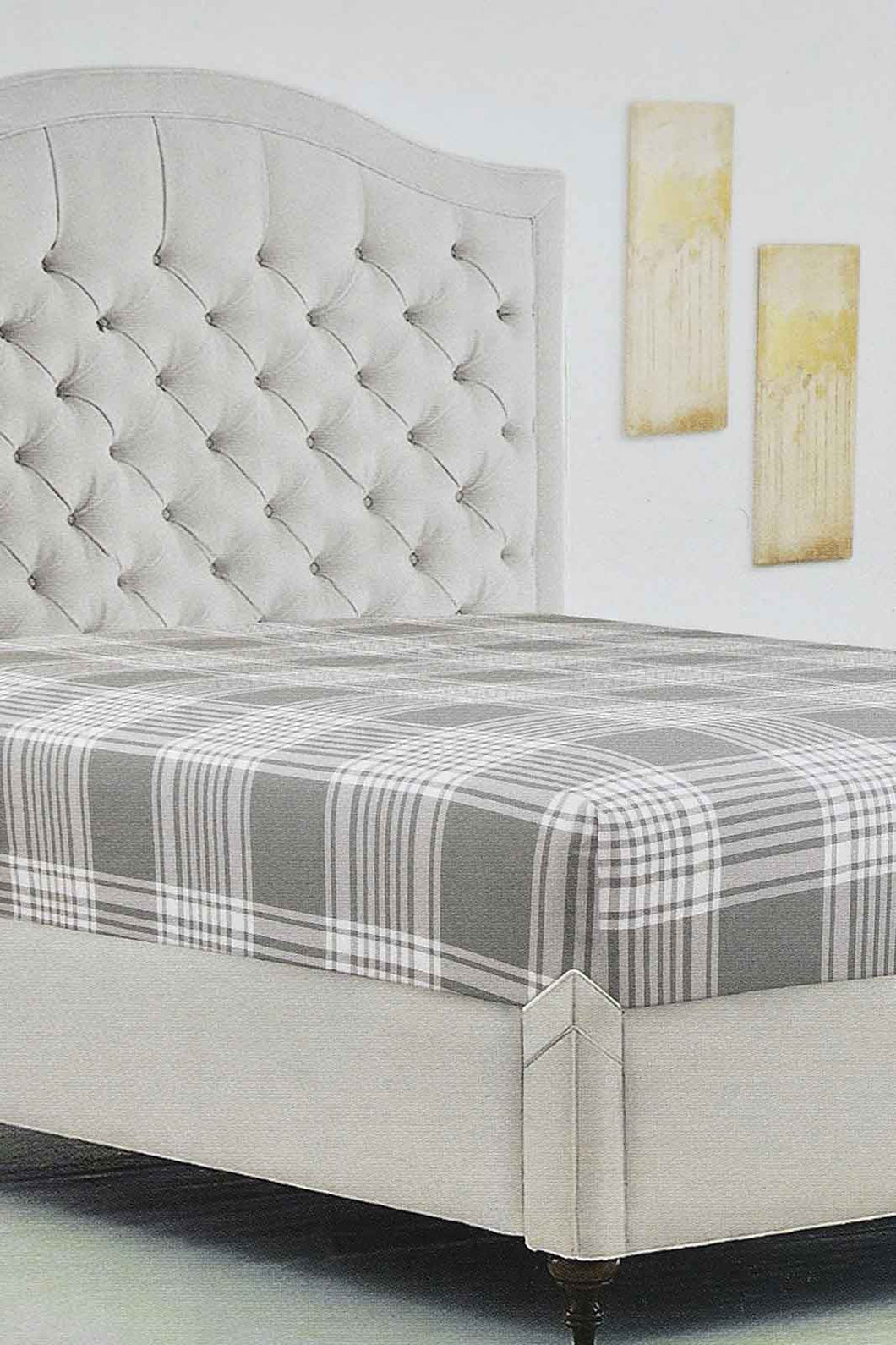 Redtag-Grey-Check-Printed-Fitted-Sheet-(Single-Size)-Fitted-Sheets-Home-Bedroom-