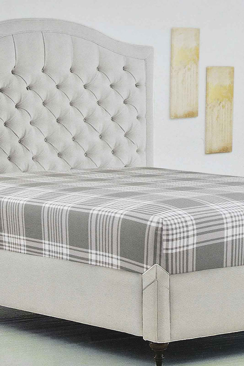 Redtag-Grey-Check-Printed-Fitted-Sheet-(Single-Size)-Fitted-Sheets-Home-Bedroom-