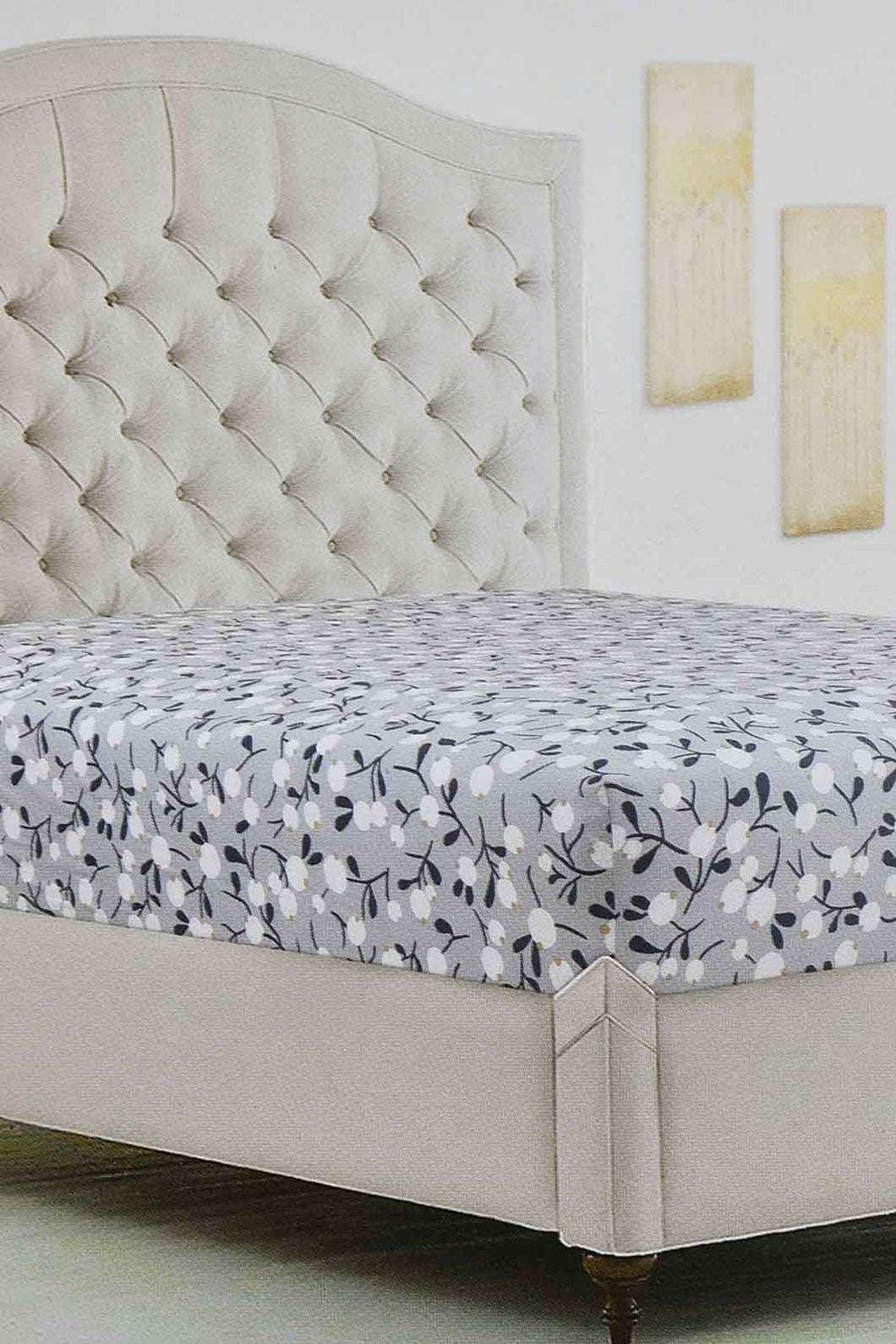 Redtag-Teal-Floral-Printed-Fitted-Sheet-(Single-Size)-Fitted-Sheets-Home-Bedroom-