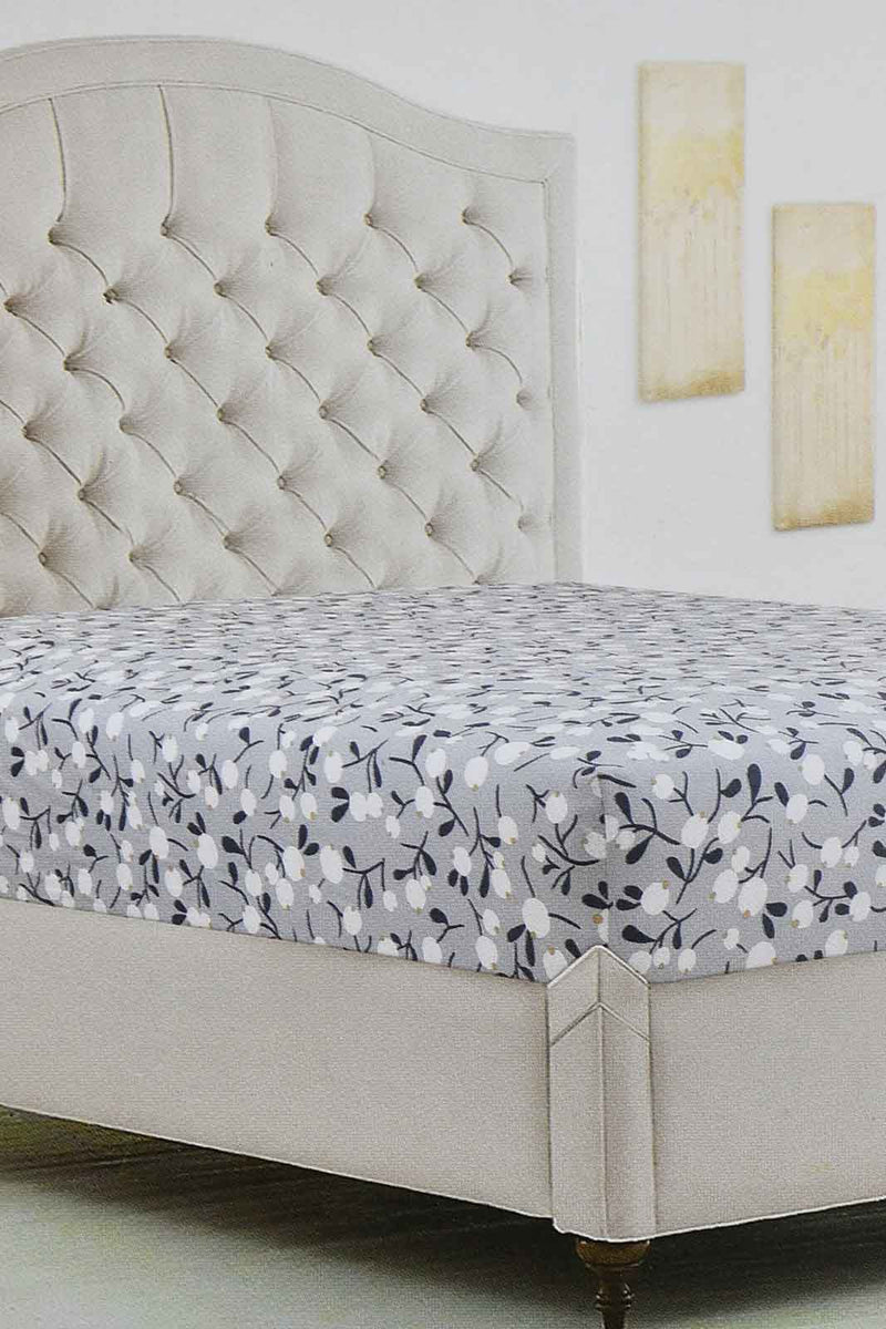 Redtag-Teal-Floral-Printed-Fitted-Sheet-(Single-Size)-Fitted-Sheets-Home-Bedroom-