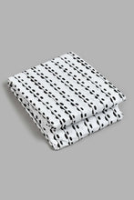 Load image into Gallery viewer, Redtag-White/Black-Stripe-Printed-Fitted-Sheet-(Single-Size)-Fitted-Sheets-Home-Bedroom-
