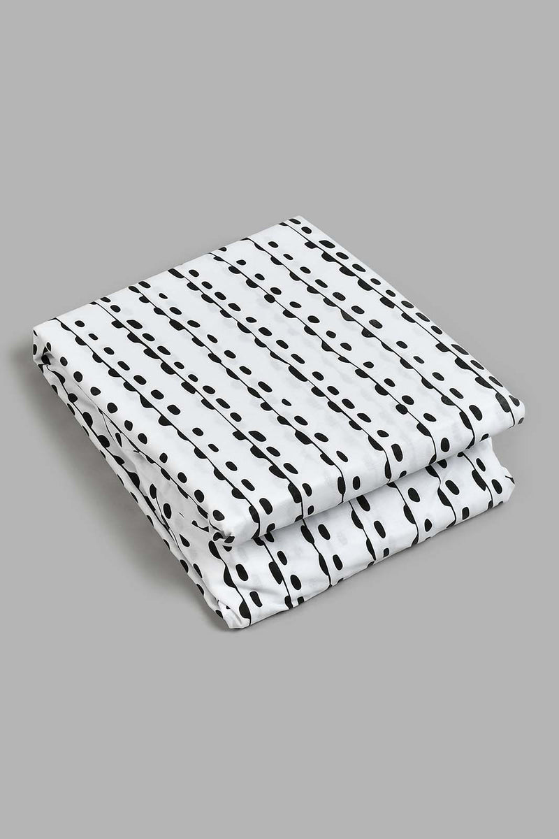 Redtag-White/Black-Stripe-Printed-Fitted-Sheet-(Single-Size)-Fitted-Sheets-Home-Bedroom-