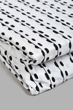 Load image into Gallery viewer, Redtag-White/Black-Stripe-Printed-Fitted-Sheet-(Single-Size)-Fitted-Sheets-Home-Bedroom-
