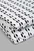 Redtag-White/Black-Stripe-Printed-Fitted-Sheet-(Single-Size)-Fitted-Sheets-Home-Bedroom-