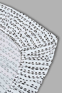 Redtag-White/Black-Stripe-Printed-Fitted-Sheet-(Single-Size)-Fitted-Sheets-Home-Bedroom-
