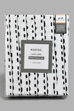 Load image into Gallery viewer, Redtag-White/Black-Stripe-Printed-Fitted-Sheet-(Single-Size)-Fitted-Sheets-Home-Bedroom-
