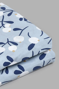 Redtag-Teal-Floral-Printed-Fitted-Sheet-(Twin-Size)-Fitted-Sheets-Home-Bedroom-