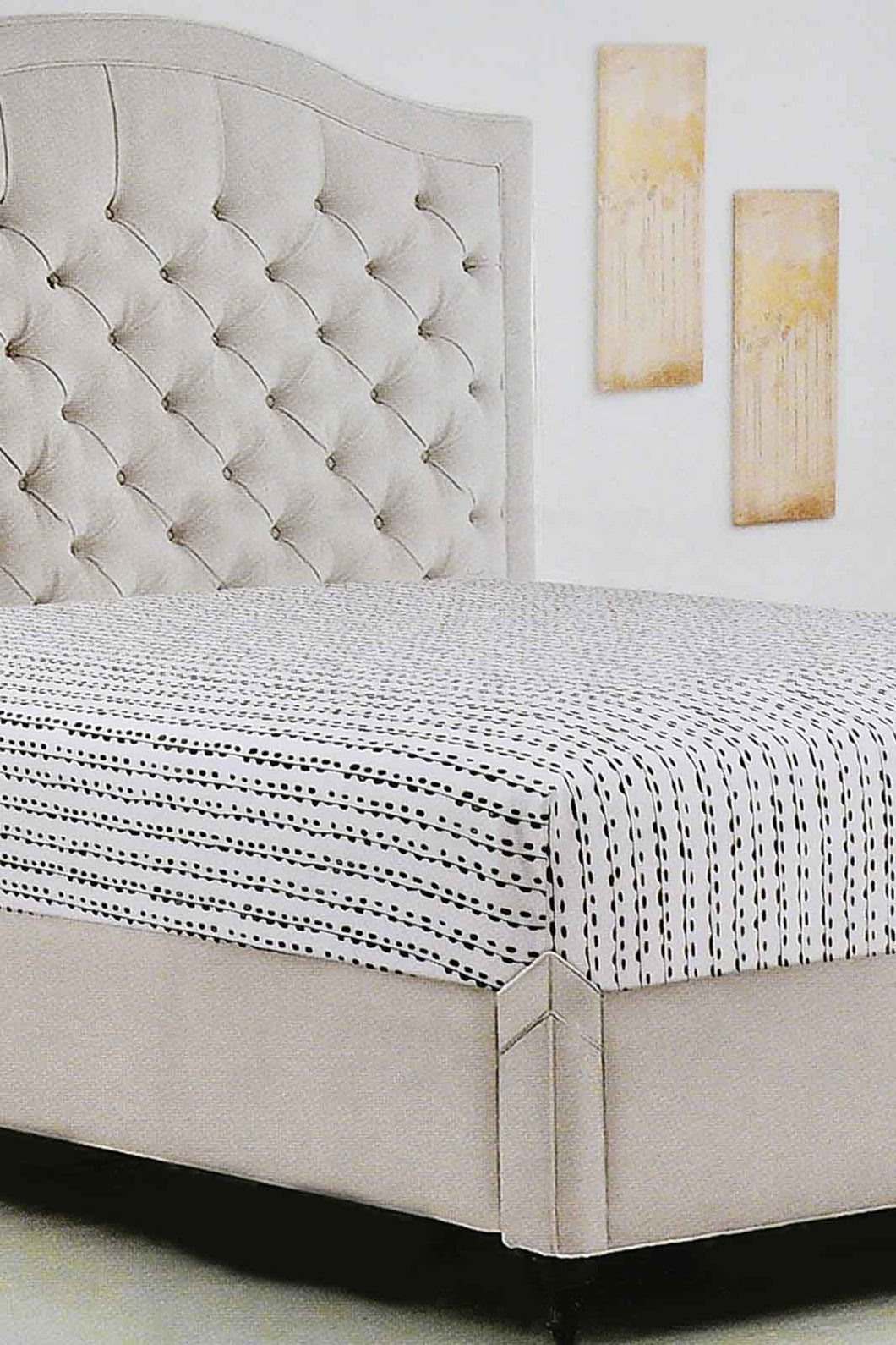 Redtag-White/Black-Stripe-Printed-Fitted-Sheet-(Twin-Size)-Fitted-Sheets-Home-Bedroom-