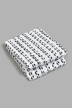 Load image into Gallery viewer, Redtag-White/Black-Stripe-Printed-Fitted-Sheet-(Twin-Size)-Fitted-Sheets-Home-Bedroom-
