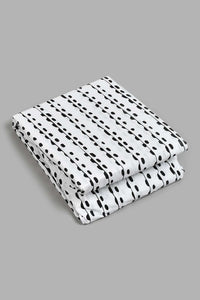 Redtag-White/Black-Stripe-Printed-Fitted-Sheet-(Twin-Size)-Fitted-Sheets-Home-Bedroom-