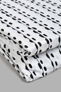 Redtag-White/Black-Stripe-Printed-Fitted-Sheet-(Twin-Size)-Fitted-Sheets-Home-Bedroom-