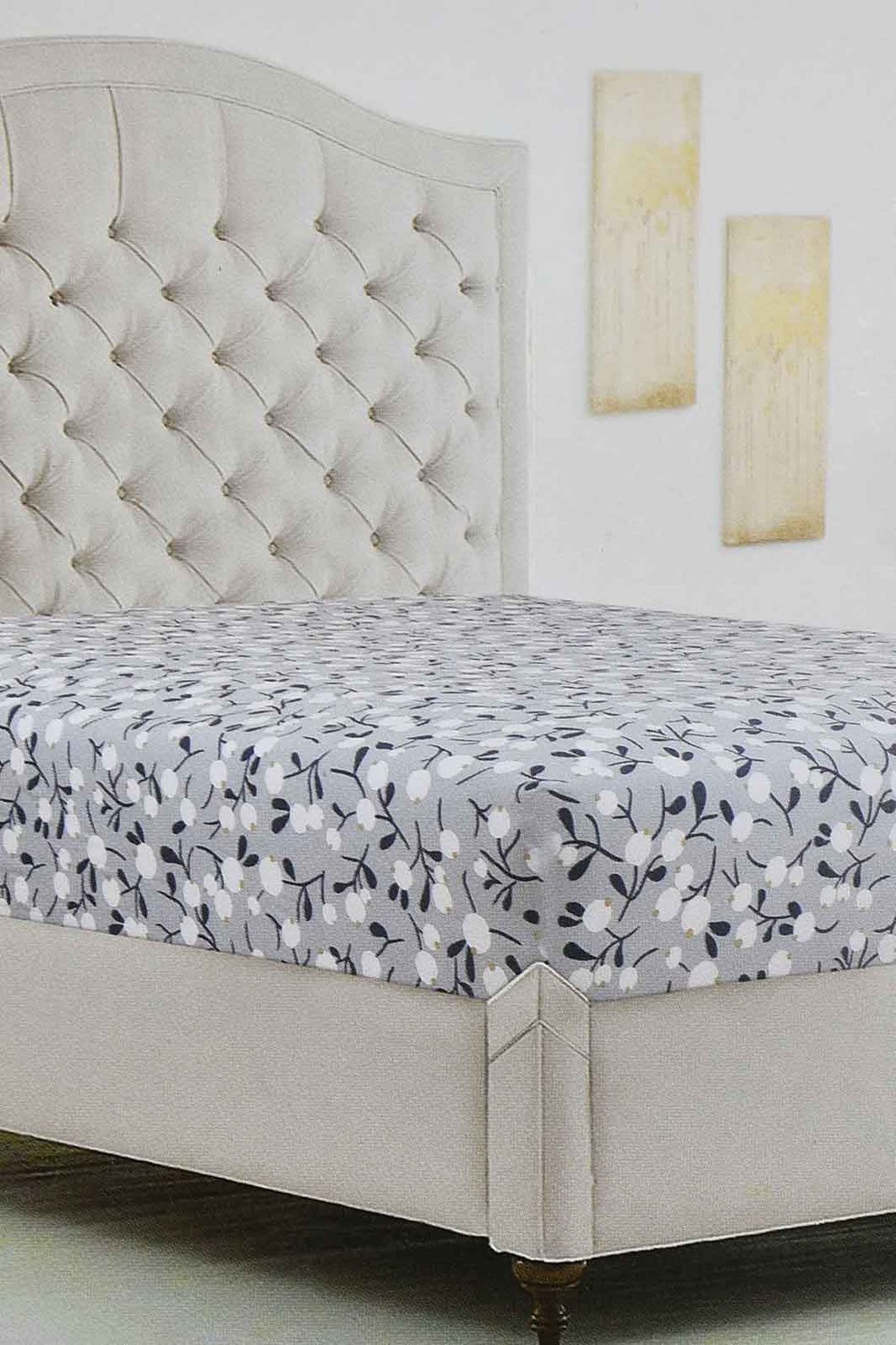 Redtag-Teal-Floral-Printed-Fitted-Sheet-(Double-Size)-Fitted-Sheets-Home-Bedroom-