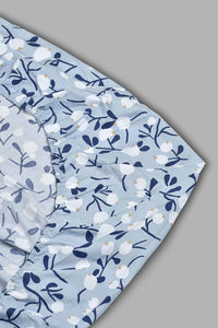 Redtag-Teal-Floral-Printed-Fitted-Sheet-(Double-Size)-Fitted-Sheets-Home-Bedroom-