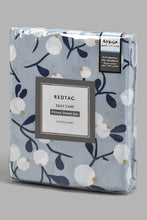 Load image into Gallery viewer, Redtag-Teal-Floral-Printed-Fitted-Sheet-(Double-Size)-Fitted-Sheets-Home-Bedroom-
