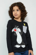 Load image into Gallery viewer, Redtag-Black-Tweety-And-Sylvester-Character-T-Shirt-Character-Boys-2 to 8 Years
