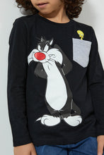 Load image into Gallery viewer, Redtag-Black-Tweety-And-Sylvester-Character-T-Shirt-Character-Boys-2 to 8 Years
