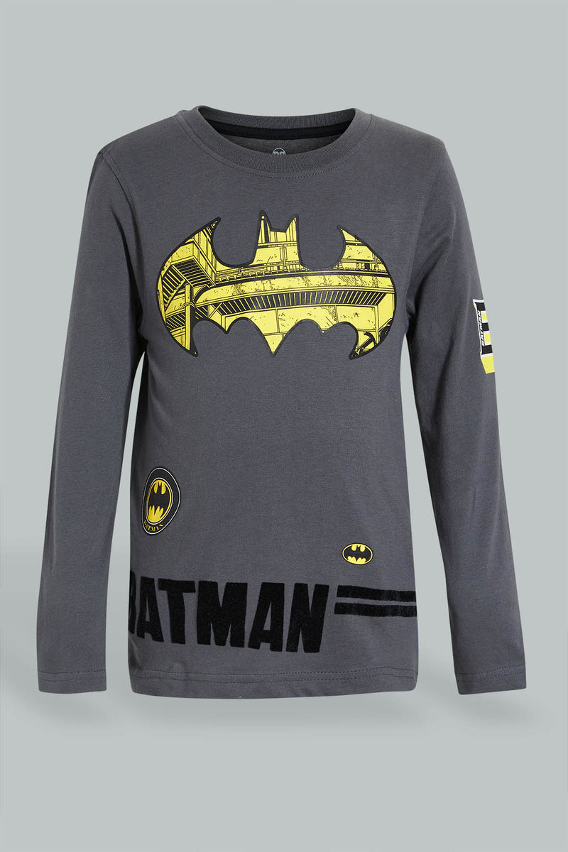 Redtag-Grey-Batman-Character-T-Shirt-Character-Boys-2 to 8 Years