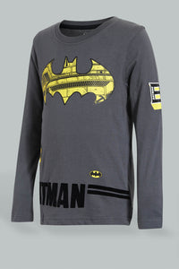 Redtag-Grey-Batman-Character-T-Shirt-Character-Boys-2 to 8 Years