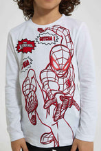 Load image into Gallery viewer, Redtag-White-Spiderman-Character-T-Shirt-Long-Sleeves-Boys-2 to 8 Years
