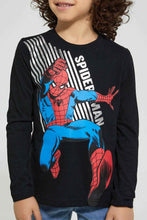 Load image into Gallery viewer, Redtag-Black-Spiderman-Character-T-Shirt-Long-Sleeves-Boys-2 to 8 Years
