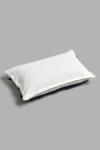 Redtag-Blue/Cream-Hand-Capped-Cushion-BED-PHANTASMAGORIA-2,-Colour:Blue,-Filter:Home-Bedroom,-HMW-BED-Cushions,-New-In,-New-In-HMW-BED,-Non-Sale,-S22A,-Section:Homewares-Home-Bedroom-
