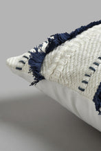 Load image into Gallery viewer, Redtag-Blue/Cream-Hand-Capped-Cushion-BED-PHANTASMAGORIA-2,-Colour:Blue,-Filter:Home-Bedroom,-HMW-BED-Cushions,-New-In,-New-In-HMW-BED,-Non-Sale,-S22A,-Section:Homewares-Home-Bedroom-
