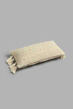 Load image into Gallery viewer, Redtag-Beige-Hand-Capped-Embroidery-Cushion-With-Tassels-BED-PHANTASMAGORIA-3,-Colour:Beige,-Filter:Home-Bedroom,-HMW-BED-Cushions,-New-In,-New-In-HMW-BED,-Non-Sale,-S22A,-Section:Homewares-Home-Bedroom-

