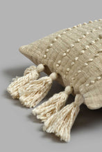 Load image into Gallery viewer, Redtag-Beige-Hand-Capped-Embroidery-Cushion-With-Tassels-BED-PHANTASMAGORIA-3,-Colour:Beige,-Filter:Home-Bedroom,-HMW-BED-Cushions,-New-In,-New-In-HMW-BED,-Non-Sale,-S22A,-Section:Homewares-Home-Bedroom-
