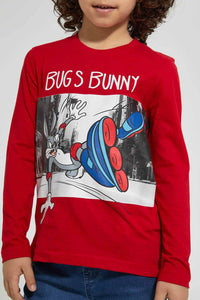 Redtag-Red-Buggs-Bunny-Character-T-Shirt-Character-Boys-2 to 8 Years