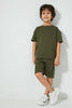 Redtag-Dark-Green-Elasticated-Waist-Shorts-Active-Shorts-Boys-2 to 8 Years