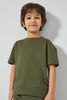 Redtag-Dark-Green-Oversized-T-Shirt-Graphic-Prints-Boys-2 to 8 Years