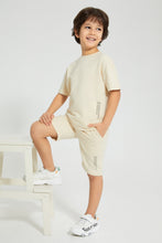 تنزيل الصورة على معرض الصور، Redtag-Beige-Elasticated-Waist-Shorts-Active-Shorts-Boys-2 to 8 Years
