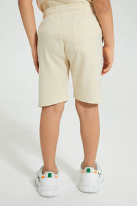 Redtag-Beige-Elasticated-Waist-Shorts-Active-Shorts-Boys-2 to 8 Years