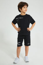 تنزيل الصورة على معرض الصور، Redtag-Black-Elasticated-Waist-Shorts-Active-Shorts-Boys-2 to 8 Years
