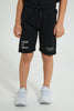 Redtag-Black-Elasticated-Waist-Shorts-Active-Shorts-Boys-2 to 8 Years