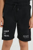 Redtag-Black-Elasticated-Waist-Shorts-Active-Shorts-Boys-2 to 8 Years