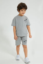 تنزيل الصورة على معرض الصور، Redtag-Grey-Marl-Elasticated-Waist-Shorts-Active-Shorts-Boys-2 to 8 Years
