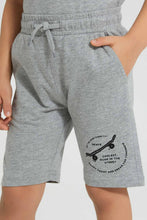 تنزيل الصورة على معرض الصور، Redtag-Grey-Marl-Elasticated-Waist-Shorts-Active-Shorts-Boys-2 to 8 Years
