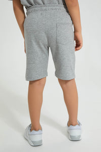 Redtag-Grey-Marl-Elasticated-Waist-Shorts-Active-Shorts-Boys-2 to 8 Years