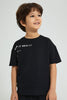 Redtag-Black-Oversized-T-Shirt-Graphic-Prints-Boys-2 to 8 Years