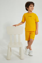 تنزيل الصورة على معرض الصور، Redtag-Yellow-Elasticated-Waist-Shorts-Active-Shorts-Boys-2 to 8 Years
