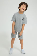 Load image into Gallery viewer, Redtag-Grey-Marl-Oversized-T-Shirt-Graphic-Prints-Boys-2 to 8 Years
