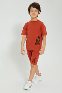 Redtag-Rust-Elasticated-Waist-Shorts-Active-Shorts-Boys-2 to 8 Years